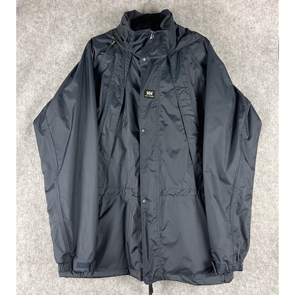 Helly Hansen Hellytech Windbreaker Anorak Jacket Mens Large Blue Hooded Full Zip - Picture 1 of 16